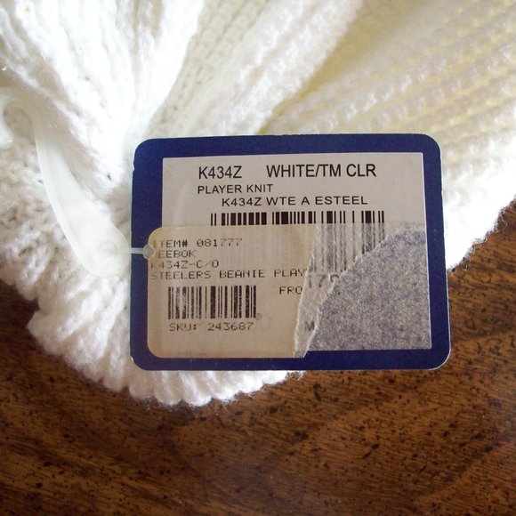 VINTAGE Pittsburgh Steelers Beanie Player White Knit NWT Reebok - Picture 6 of 8